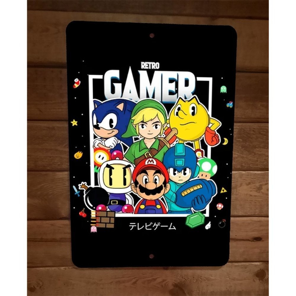 Retro Gamer Old School Classics Mario‎ Sonic Zelda 8x12 Metal Wall Sign Poster